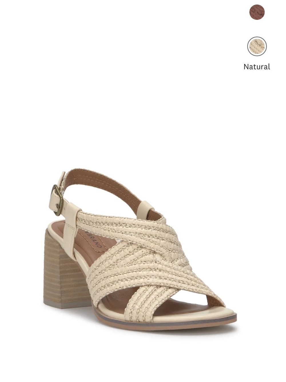 Lucky Brand Natural Braided Strap Block Heel Sandals